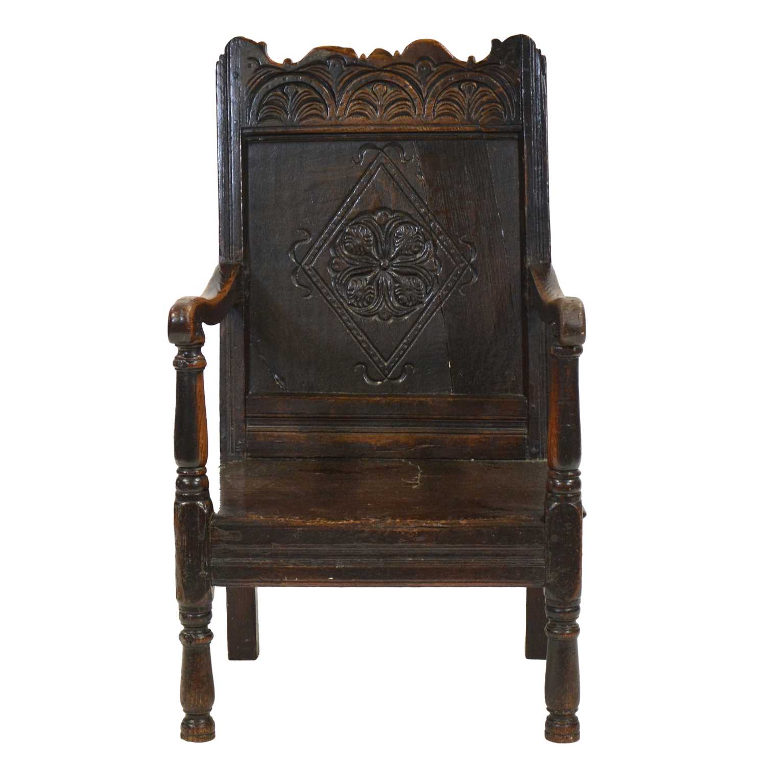 Lot 334 - Old oak Wainscot chair