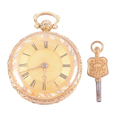 Lot 350 - An 18 carat yellow gold open face pocket watch.