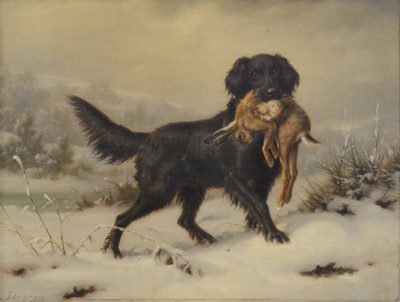 Lot 178 - J* Deiher, Retriever with a hare