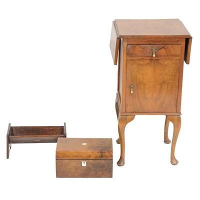 Lot 409 - Bedside table, bookshelf and a writing box