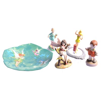 Lot 70 - Three Royal Worcester Days of The Week figurines, Memories of Yesteryear figures, Disney Tinker Bell