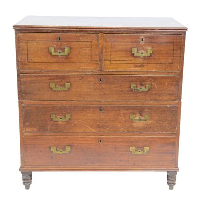 Lot 407 - Teak campaign chest of drawers