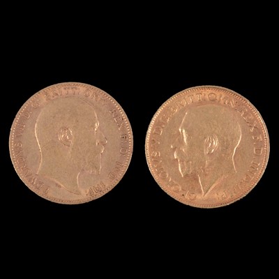 Lot 138 - Two Gold Full Sovereign Coins, Edward VII 1902, George V 1911.