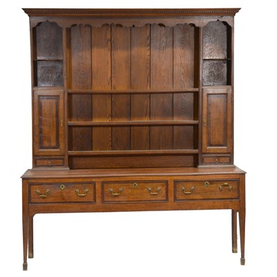 Lot 221 - George III oak and mahogany dresser