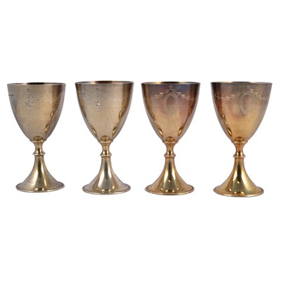 Lot 242 - Set of four of silver gilt goblets, JHJ, London 1972, and showjumping programme June 1`975.