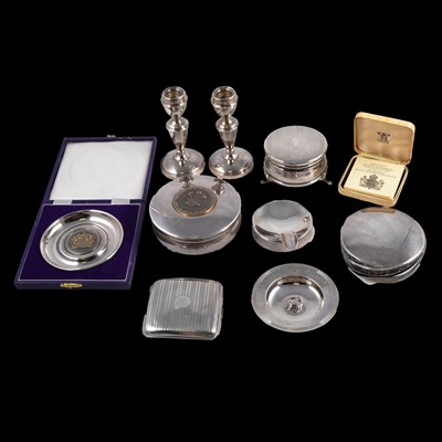 Lot 231 - Pair of small silver candlesticks, JB Chatterley & Sons Limited, Birmingham 1971, and other silver.