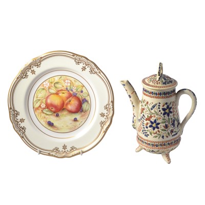 Lot 12 - Spode cabinet plate and a Thoune pottery coffee pot