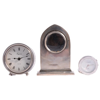 Lot 433 - A Tregawne silver cased clock, silver clock case and a small Links clock.