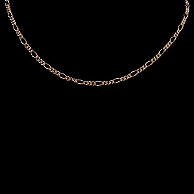 Lot 244 - A 9 carat yellow gold Figaro link chain necklace.