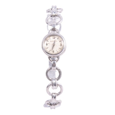 Lot 402 - Jaeger-le-Coultre - a lady's stainless steel vintage wristwatch.