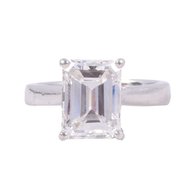 Lot 51 - A diamond solitaire ring, emerald cut diamond, 3.83 carats.