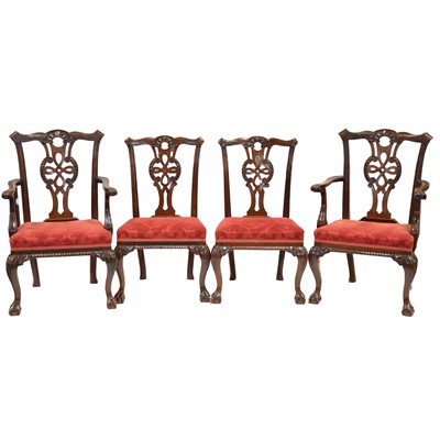 Lot 230 - Set of ten Chippendale style mahogany dining chairs