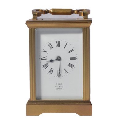 Lot 113 - French brass cased carriage clock, retailed by Dent