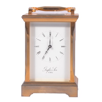 Lot 112 - French brass cased carriage clock, Inglis & Son, York