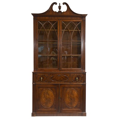 Lot 464 - George III mahogany bookcase secretaire by Henry Walker, Lancaster