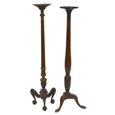 Lot 419 - Mahogany torchere, adapted from a Hepplewhite bed post, and another