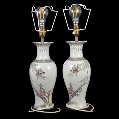 Lot 99 - Pair of modern Chinese table lamps