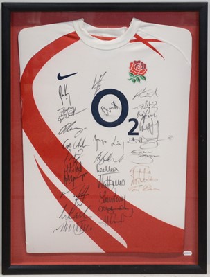 Lot 190 - England Rugby Union shirt, 2008, signed by squad members