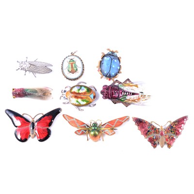 Lot 457 - Nine vintage bug brooches.