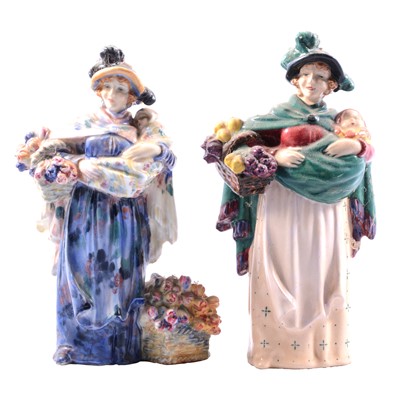 Lot 57 - Royal Doulton figure, The Flower Seller, and another colour variation model