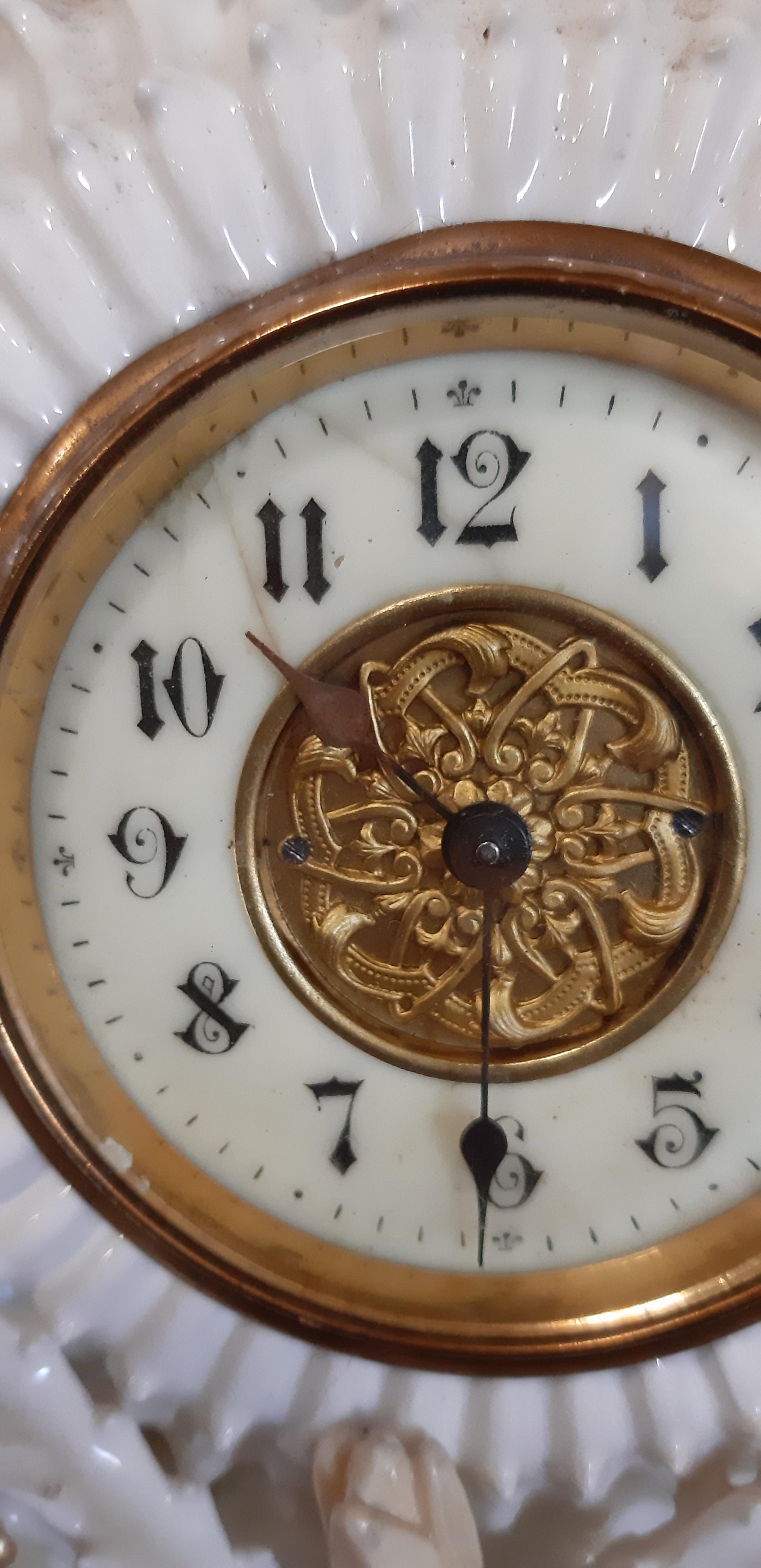 Lot 5 - Moore Brothers porcelain mantel clock, late
