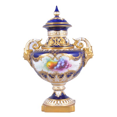 Lot 4 - Royal Worcester porcelain royal blue ground campana vase