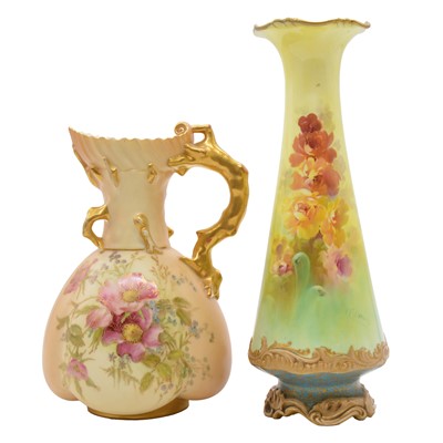 Lot 94 - Royal Worcester blush ground jug, and a Doulton Burslem vase