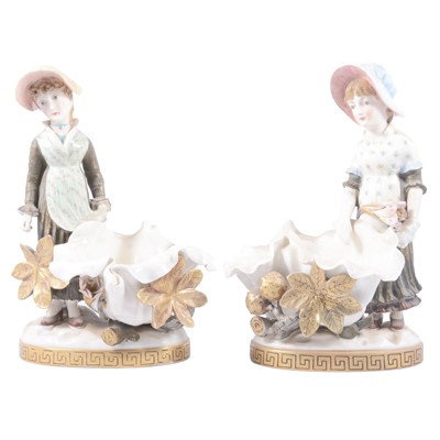 Lot 21 - Pair of Moore Bros. porcelain figural sweetmeats