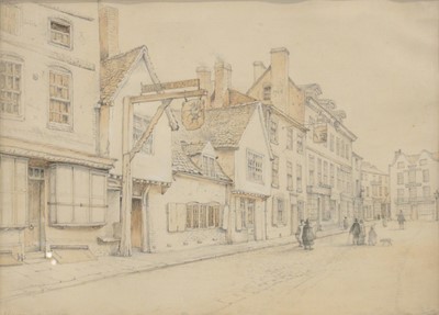 Lot 280 - John Flower, View of the Old Green Dragon Inn, Leicester Market Place, taken down 1850