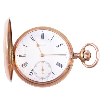 Lot 353 - Corneille - a yellow metal full hunter pocket watch.