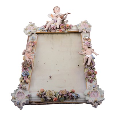 Lot 73 - Dresden porcelain easel mirror