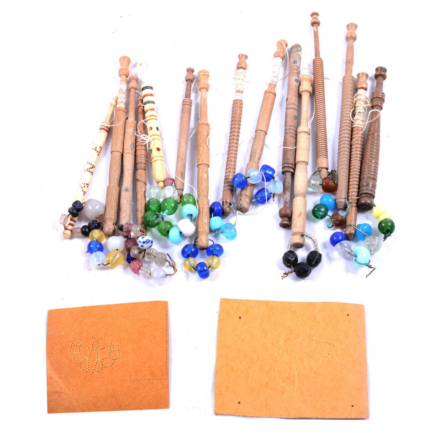 Lot 120 - Small collection of wooden and bone lace bobbins