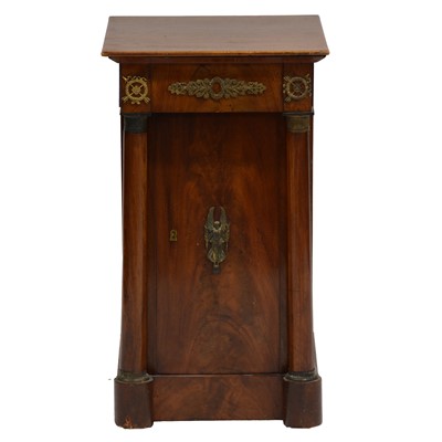 Lot 370 - French Empire style mahogany bedside pedestal