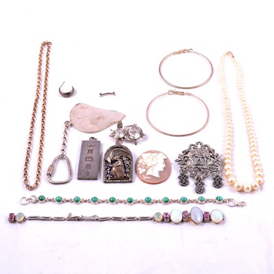 Lot 420 - A collection of silver and costume jewellery.