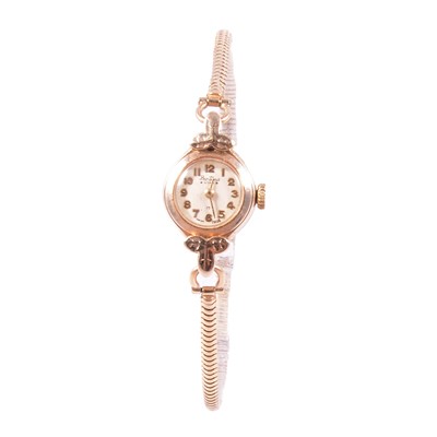 Lot 404 - Bentima - a lady's 9 carat yellow gold "Star" bracelet watch.