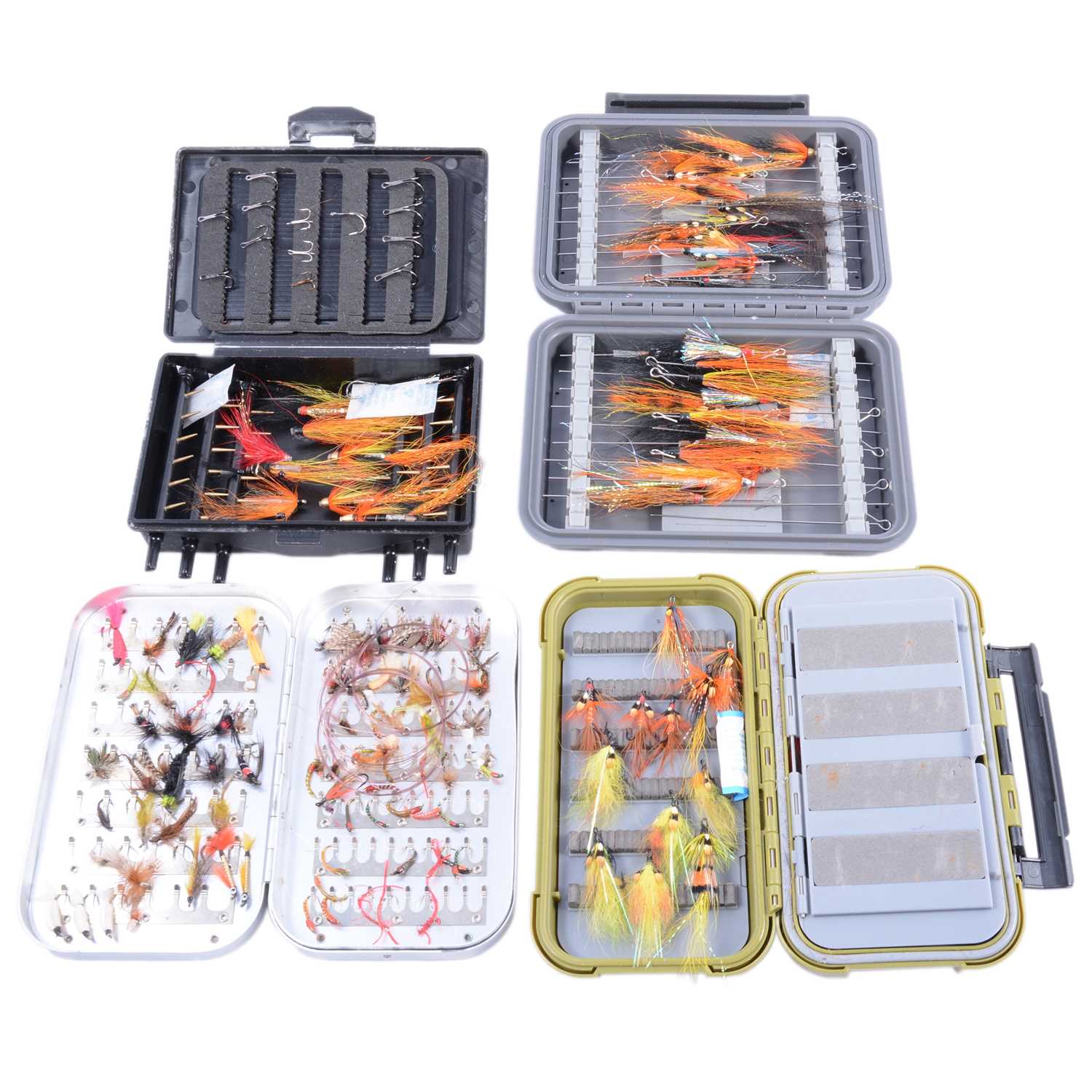 Lot 283 - Collection of eight fly cases, complete with fishing flies