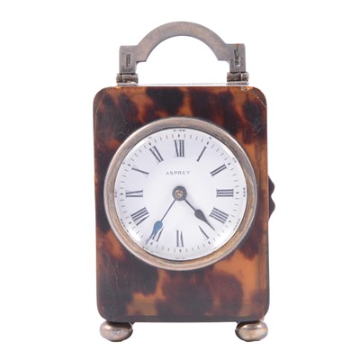 Lot 127 - Asprey & Co tortoiseshell and silver desk clock