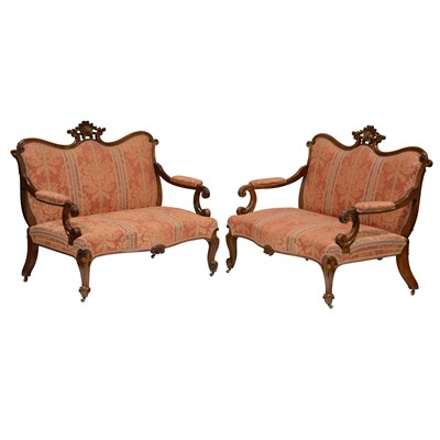 Lot 320 - Pair of Victorian rosewood settees