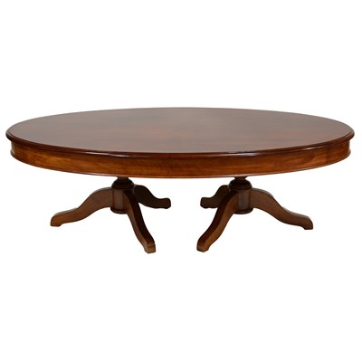 Lot 376 - Craftsman made mahogany oval coffee table