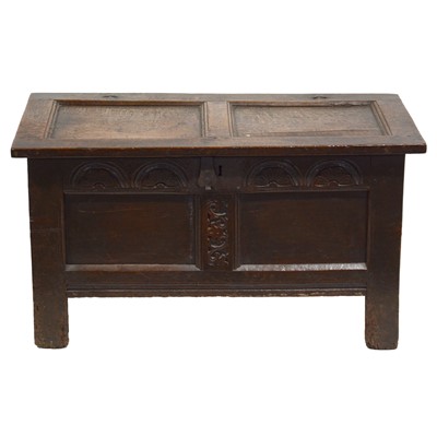 Lot 451 - Joined oak coffer, 18th century