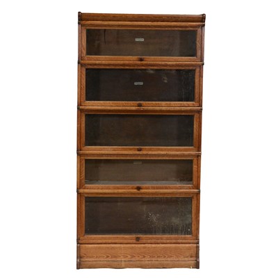 Lot 354 - Globe Wernicke style five-section oak bookcase