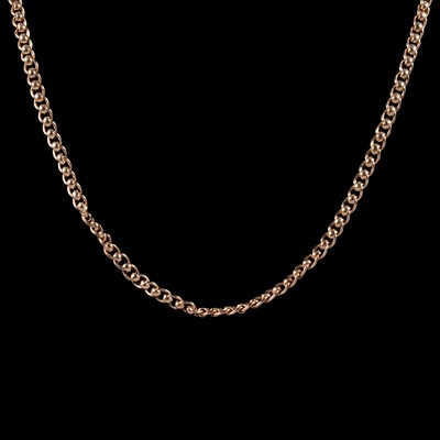 Lot 232 - A 9 carat yellow gold chain link necklace.