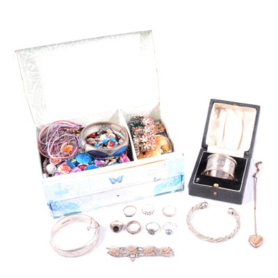 Lot 480 - A collection of rolled gold, silver, white metal and costume jewellery.