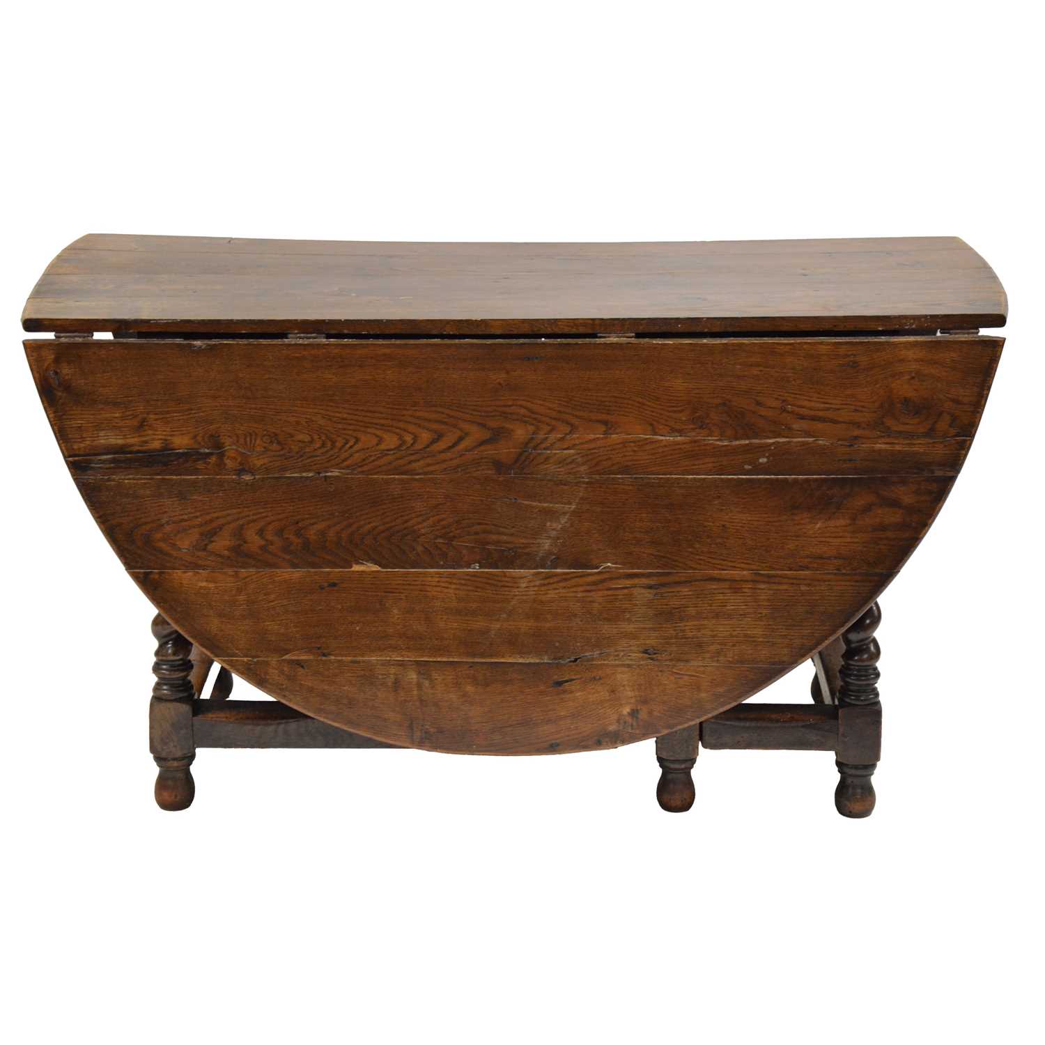 Lot 382 - Large oak dropleaf table, 19th Century,