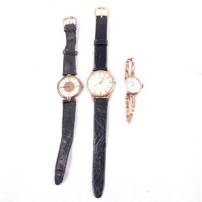 Lot 415 - Three wristwatches -Must de Cartier, Roamer and Everite.