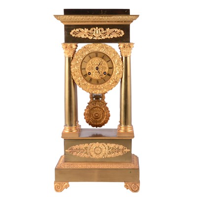 Lot 122 - 19th Century French gilt metal portico clock