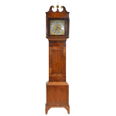 Lot 350 - Oak longcase clock, replaced triple weight movement striking on eight gongs