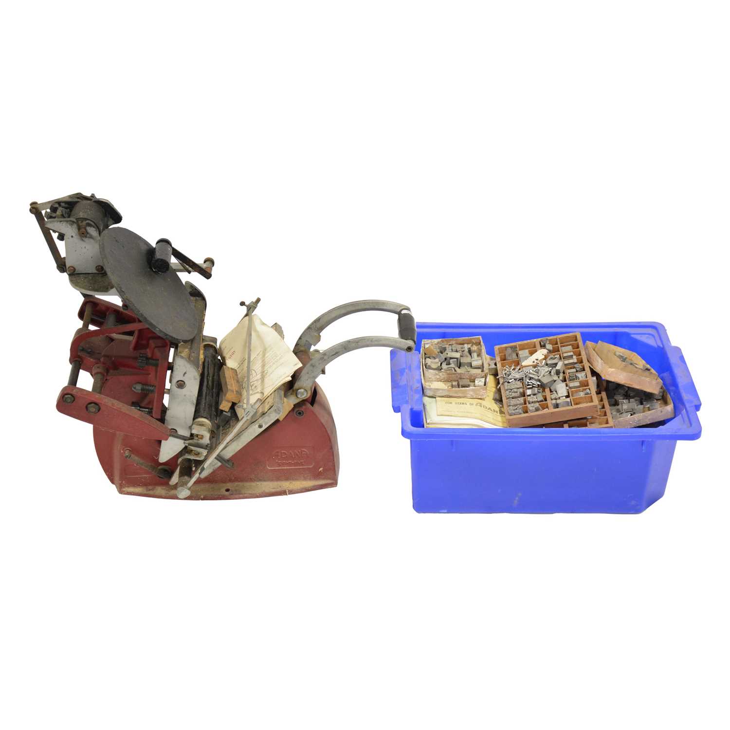 Lot 309 - Adana Eight-Five printing press and quantity of typesetting blocks and trays