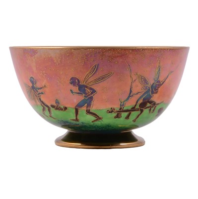 Lot 62 - Daisy Makeig-Jones for Wedgwood, a Fairyland lustre bowl, 'Leapfrogging Elves' pattern