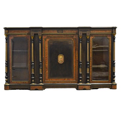 Lot 237 - Victorian ebonised, amboyna and inlaid credenza